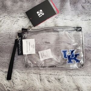 LOGO by Lori Goldstein Clear Wristlet with Blue UK Logo